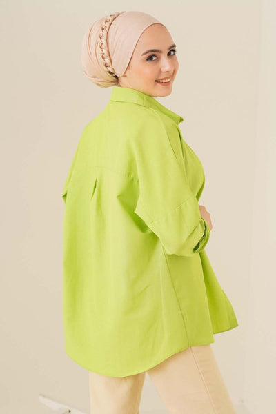 103901 Oversize Basic Tesettür Gömlek - Siyah