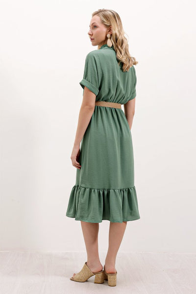 2292 Kemerli Elbise - Mint
