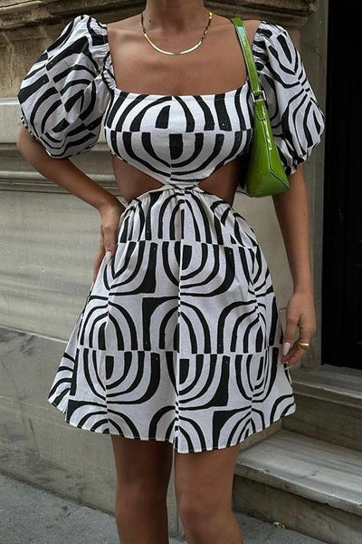 Scarlet Desenli Cut Out Elbise 2436-10